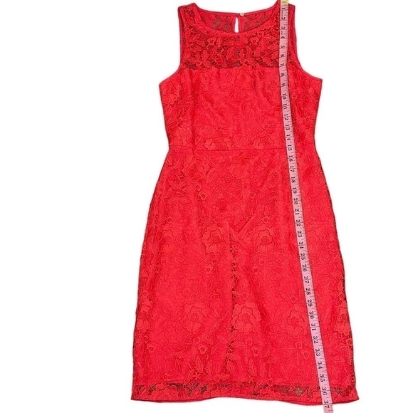 J.Crew Collection Coral Sleeveless Lace Sheath Cocktail Dress Size 2 - Picture 11 of 11
